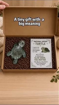Original animated demonstration of the turtle emotional support glass animal gift